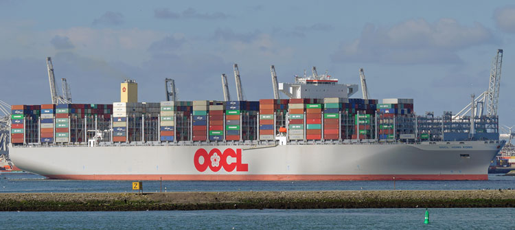 shipping container ship OOCL Hong Kong