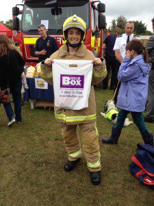 Steph in Fireman's outfit at Suffolk Show 2014
