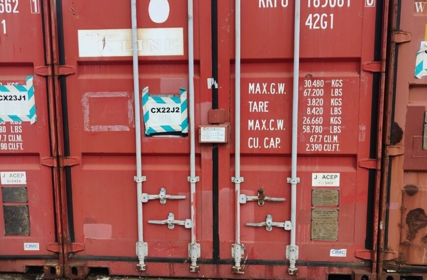 Hired container placed in a footwear brand's yard.
