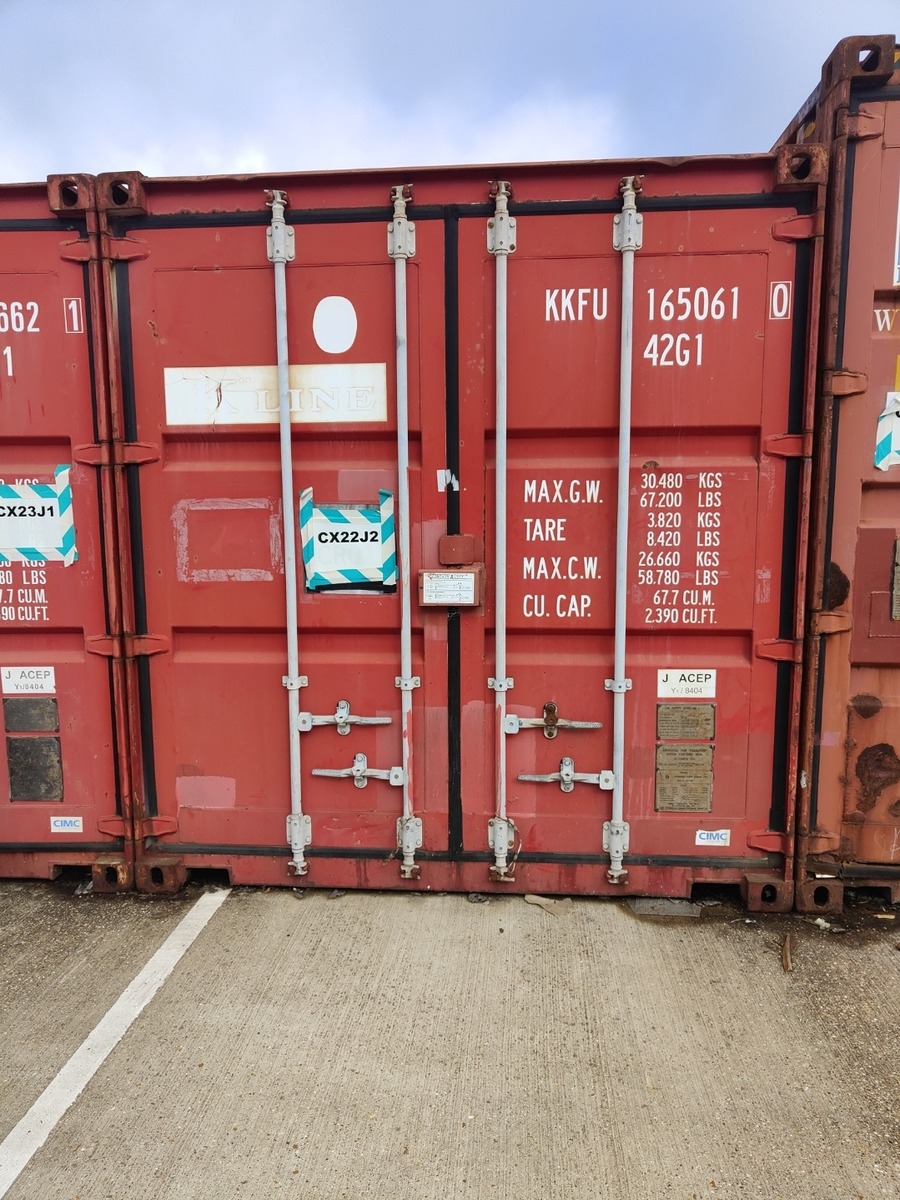 Hired container placed in a footwear brand's yard.